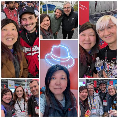 Selfies at the Red Hat summit event and activities with colleagues and friends