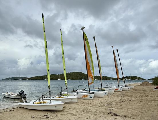 Hobie beach cats on the sand at bitter end yacht club bvi
