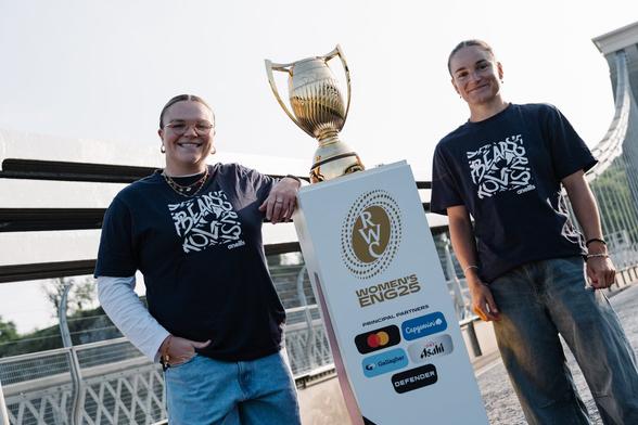 The Women's Rugby World Cup trophy in Bristol.