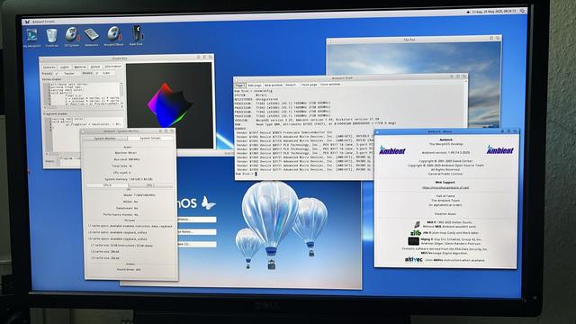 MorphOS running on Mirari T1042 board. Picture (C) Frank Mariak.