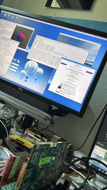 MorphOS running on Mirari T1042 board. Picture (C) Frank Mariak.