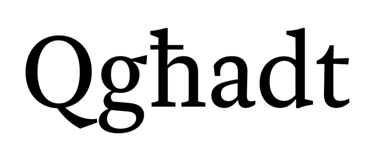 The Maltese word “Qgħadt” set in Haffner Text typeface. *Qgħadt* is the first-person singular perfect of *qagħad* “to stay (in a place)”, according to Wiktionary.