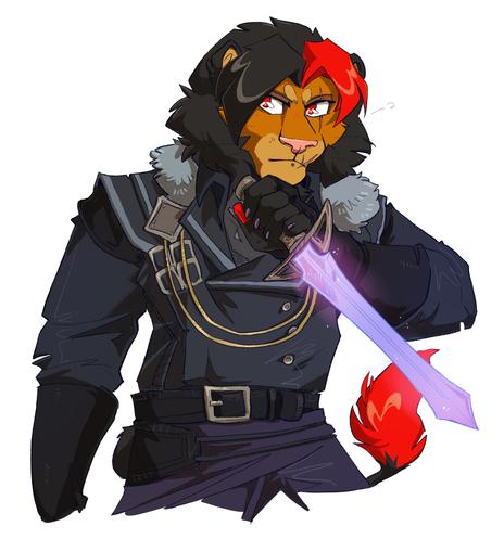 Digital drawing of an anthro lion in Expedition 33 cosplay