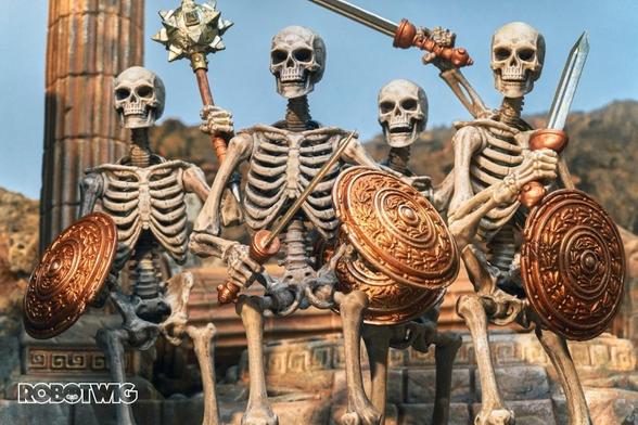 Ary if skeletons raise their weapons ready for battle