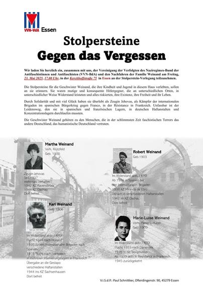 Plakat mit dem Namen der Opfer des Naziregimes und Geschichte der Opfer.
