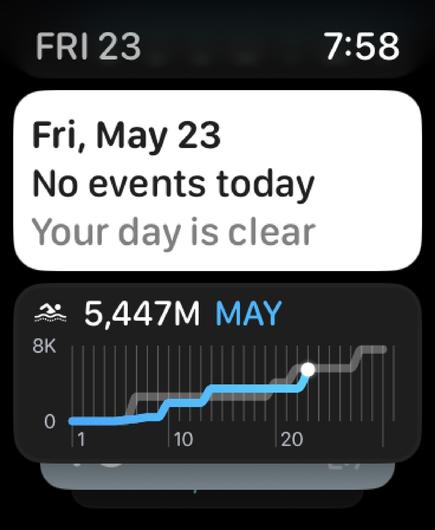 Screen shot of my watch telling me I have no events this day and my day is clear!