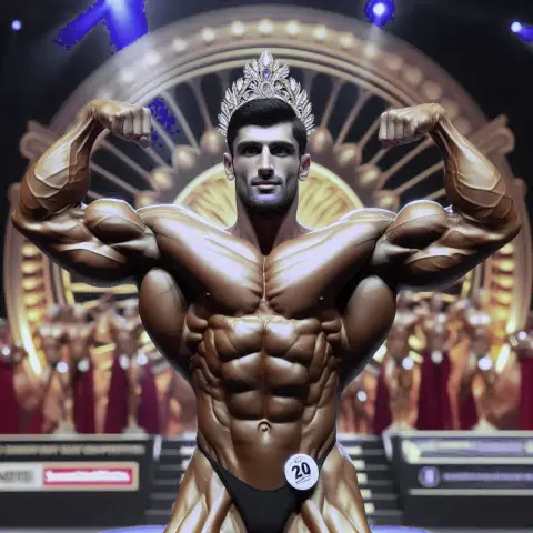 generata AI gara di body building maschile internazionale, stile contemponareo