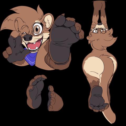 Mao otter reference sheet images! Drawn by Jammer Highwind who did a lovely job on this teapot shaped otter with big webby foot paws.~