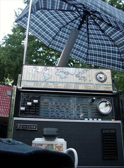 Radio under an umbrella