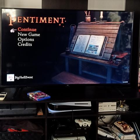 A photo of the game Pentiment screen