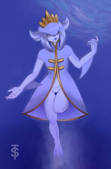 My rendition of Chief Kushara. A bluish zora chieftess from Zelda Echoes of Wisdom.