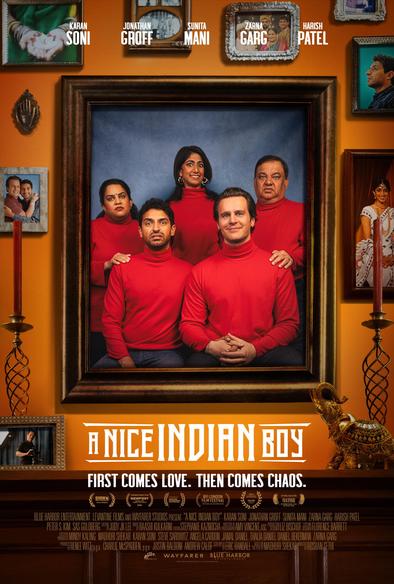 Promotional artwork showing the cast and title for the 2024 movie A Nice Indian Boy