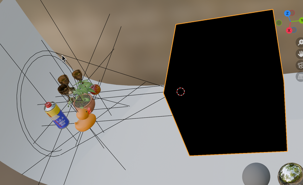 A colored screen-capture of the camera obscura set-up scene.
