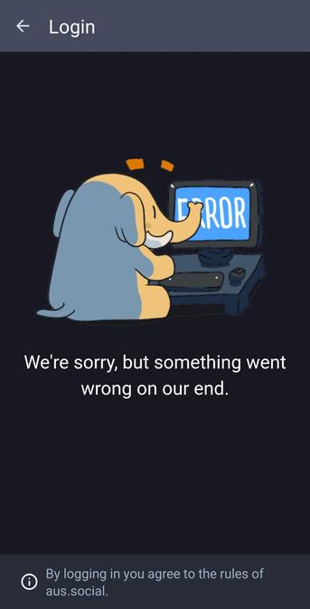 Error screen when trying to login