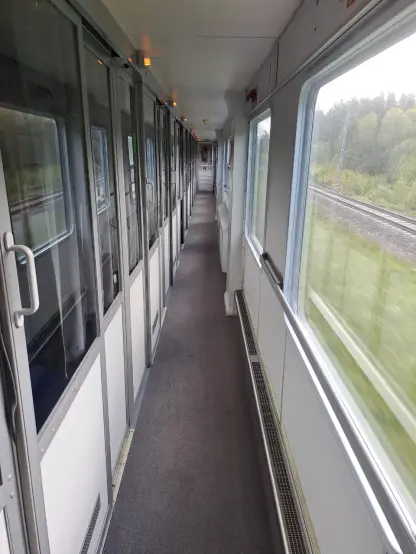 Photograph (colour): train aisle