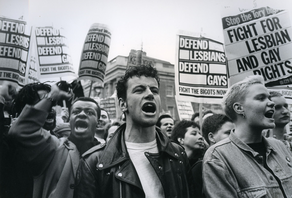Gay people protesting Section 28.