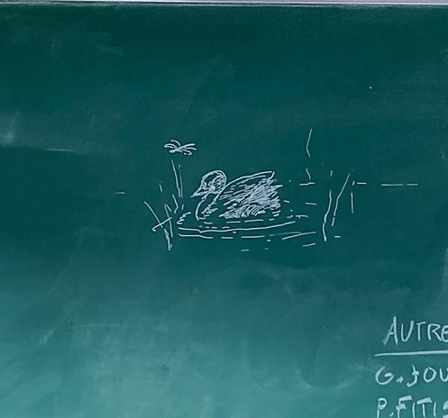 Dessin au marqueur craie d'un petit grèbe castagneux