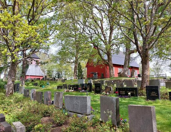 Kuusiston kirkkoa kalmiston suunnalta