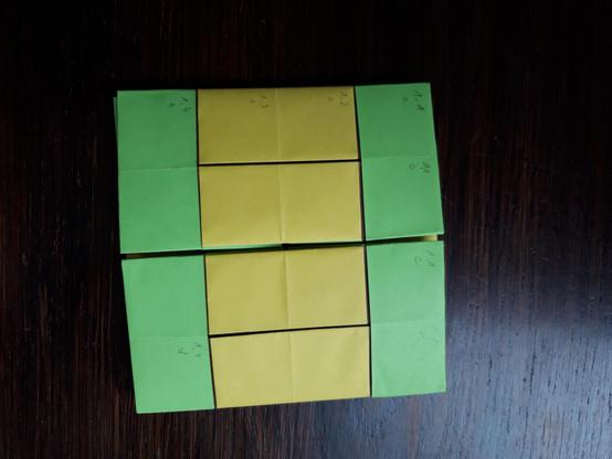 infinite flipper from green and yellow origami paper