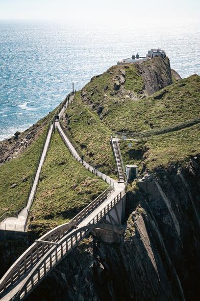 an overhead view of Mizen Head in Ireland