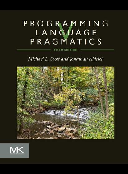 Programming Language Pragmatics textbook cover, showing a waterfall in a woodland