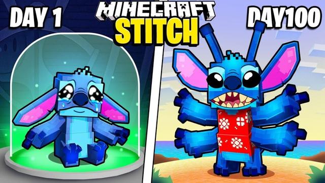 I Survived 100 Days as STITCH in Minecraft