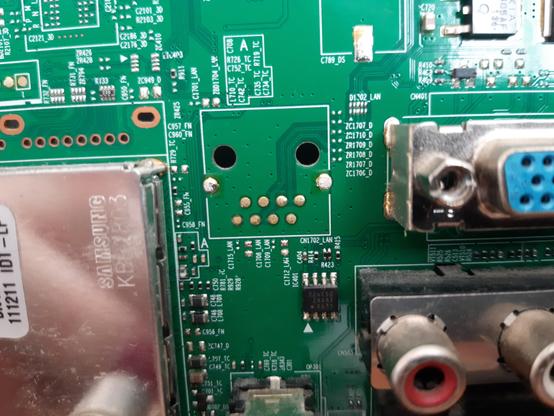 Zoom sur un emplacement d'un potentiel port rj45