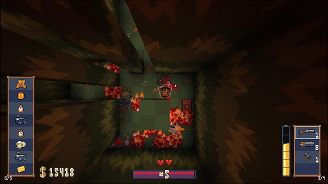 Screenshot of Rootin' Tootin' Lootin' & Shootin'

A jungle with lots of pools of lava, a plant with sharp teeth and a colourful velociraptor.