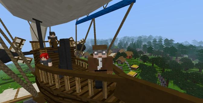 🕶️ A view taken from the Steampunk Blimp mod, where characters admire the landscape of a wooded countryside from a Steampunk airship.

📚️ Luanti (formerly Minetest) is a libre, multi-platform sandbox construction game. Players (single-player / multi-player, local/online, client/server) move around in a huge and dynamic open world of voxels/blocks, explore and modify their environment, and - depending on the chosen mod (integrated in the interface) - fight monsters and/or other players. Compared to Minecraft, it is libre, in C++, light (runs on low-powered laptops), uses Lua scripts, its maps are virtually infinite, and it also uses modern rendering techniques (such as a post-processing pipeline allowing many realistic effects).