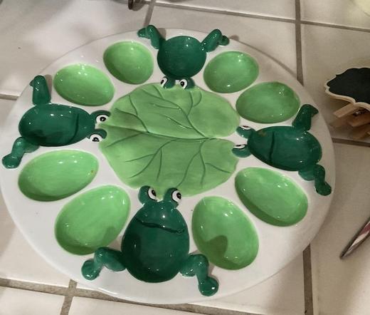 Frog-themed devilled egg platter