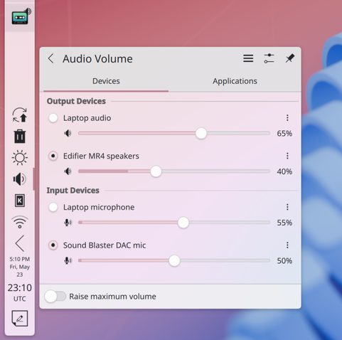 A screenshot showing how nice and tidy the audio volume widget is.
