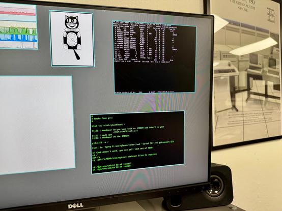 A desktop screenshot of plan 9 running a knight tv emulator