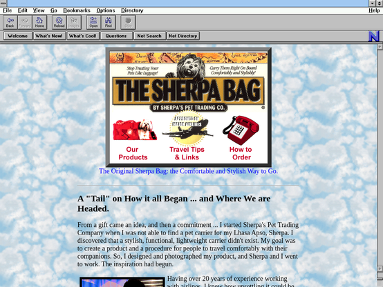 A screengrab of http://www.sherpapet.com/ from Dec 1996