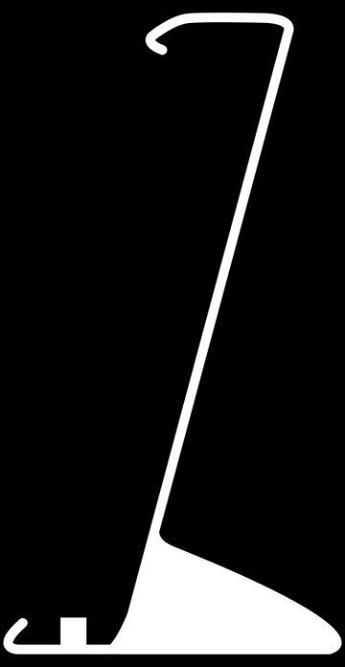 Inverse black and white illustration of the base shape for the stand, created referencing the previous sketch and adjusted for real-world dimensions
