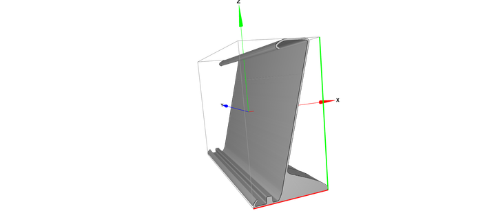 3D rendering of the extruded bookstand shape in preparation for 3D printing