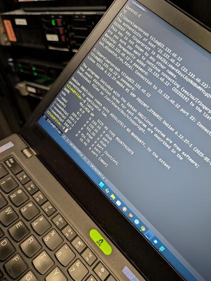 town's first remote login. a pic of a terminal on a thinkpad