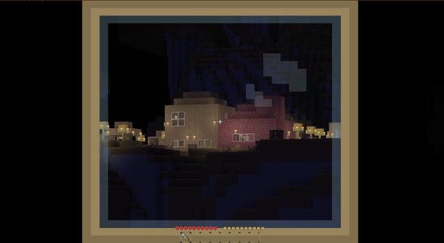 A village at night seen through a spyglass.