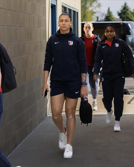 Zaneratto with her game face on as she arrives at the stadium