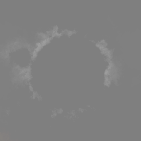 abstract generative art. very low contrast pale grey circles with a faint penumbra around them