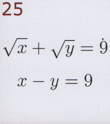 The sum of the square roots of numbers x and y is 9. The difference of x and y is also 9. The question asks us to find the value of x.