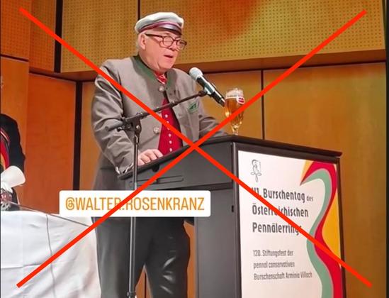 Walter Rosenkranz am Rednerpult beim ÖPR-Burschentag in Villach