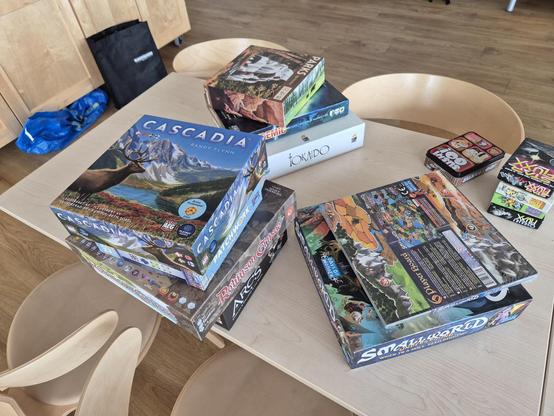 table full of boardgames