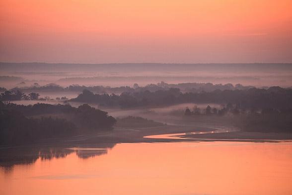 The Taras horizon landscape reserve at dawn in Cherkasy Oblast, Ukraine
