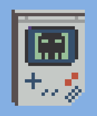 Una game boy dibujada en un lienzo de 32x32 pixels.