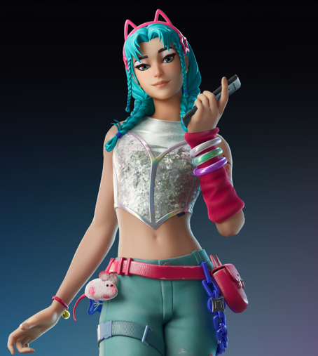 Fortnite character holding a phone.