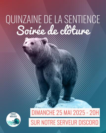 Visuel dans les tons de bleu - rouge montrant un ours et disant la même chose que le post.