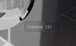A screenshot of my game engine showing a little bubble floating next to the mouse cursor with the text "Cubemap (2)".