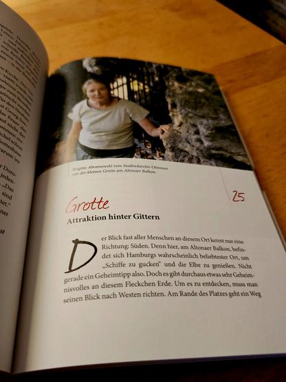 Abbild einer Seite aus dem Buch "Hamburger Geheimnisse", hier das Kapitel 25 "Grotte - Attraktion hinter Gittern".