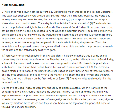 Part 1 of German folk tale "Kleines Clausthal". Drop me a line if you want a machine-readable transcript!