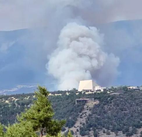 Photo of fire burning in Ruidoso, NM near Ft Stanton